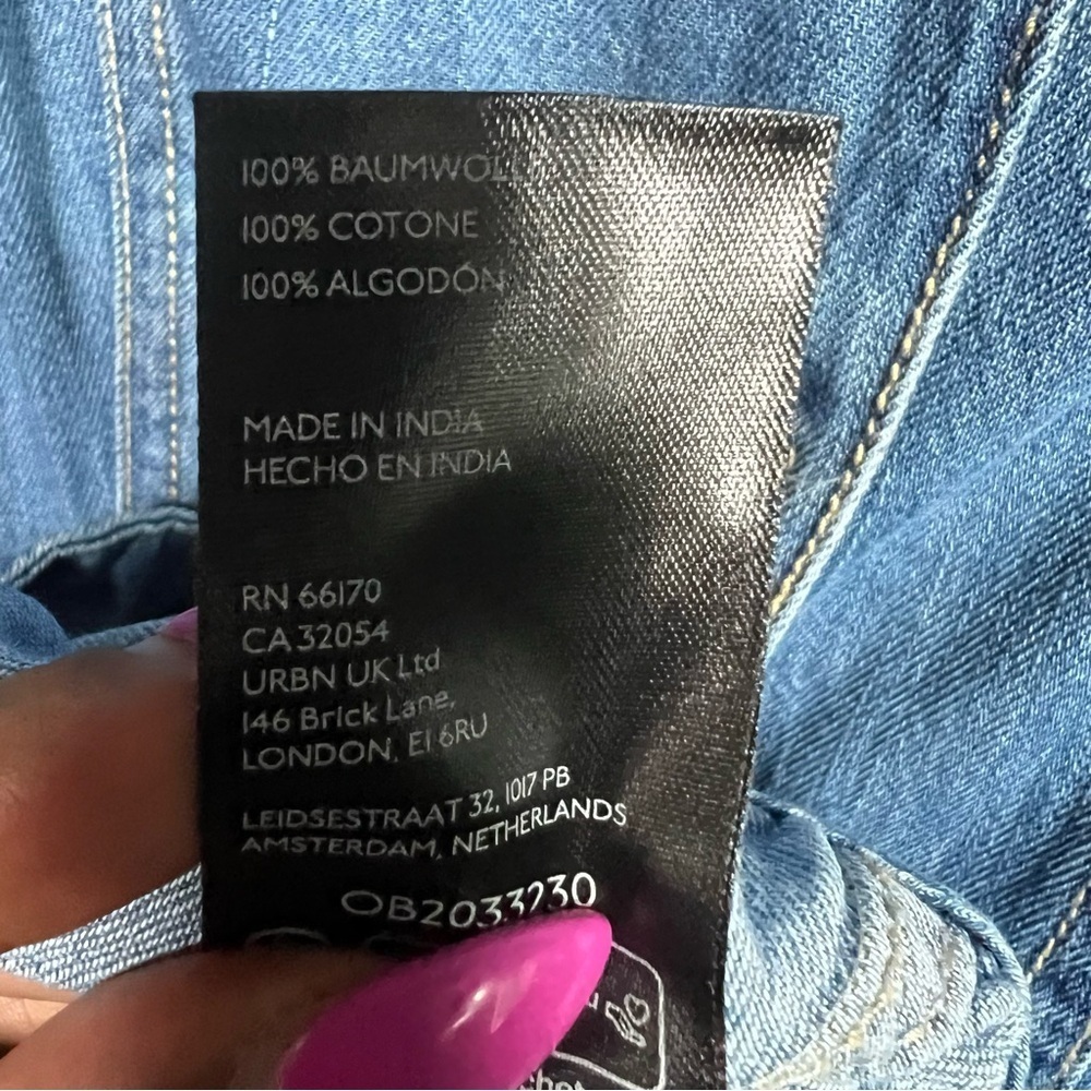 PILCRO | Denim Button-Front Puff Sleeve Dress - Picture 12 of 12